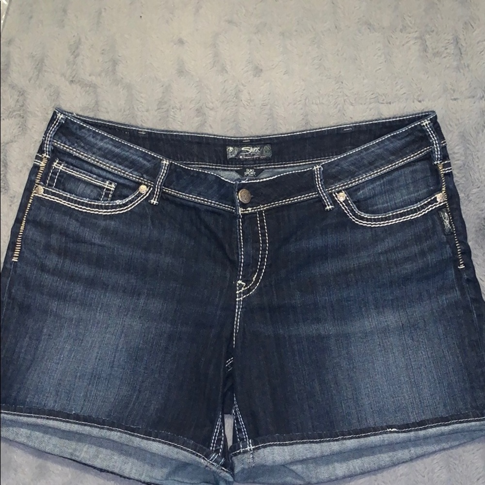 Silver jean shorts